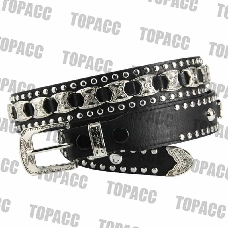 TOPACC Western Super Concho Rivet Belts for Men Women Cowboy Cowgirl Country