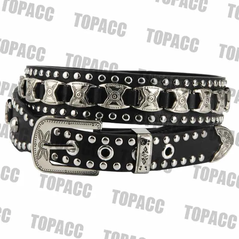 TOPACC Western Super Concho Rivet Belts for Men Women Cowboy Cowgirl Country