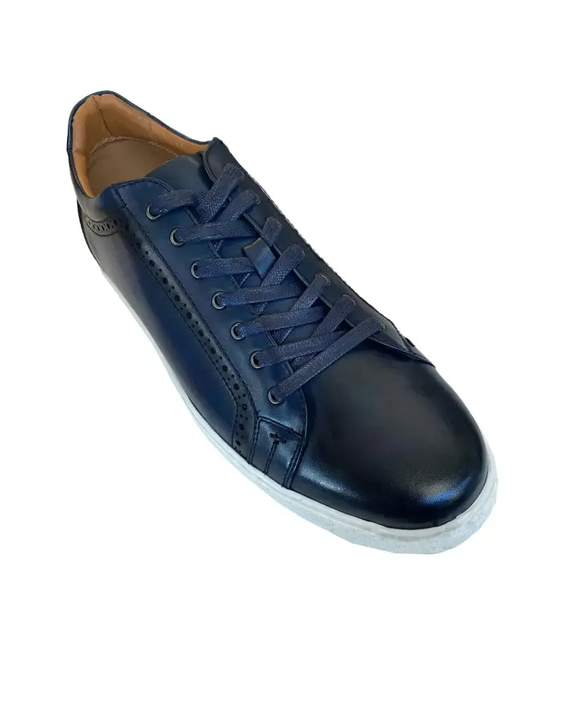 Tyson Leather Trainers - Navy