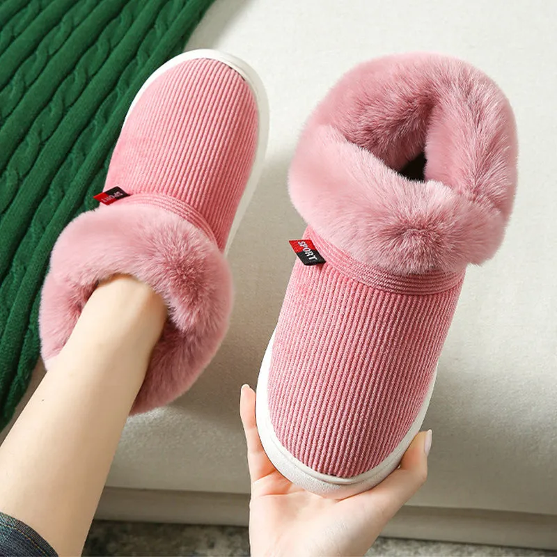 Warm & Cozy Plush Corduroy Slipper Shoes