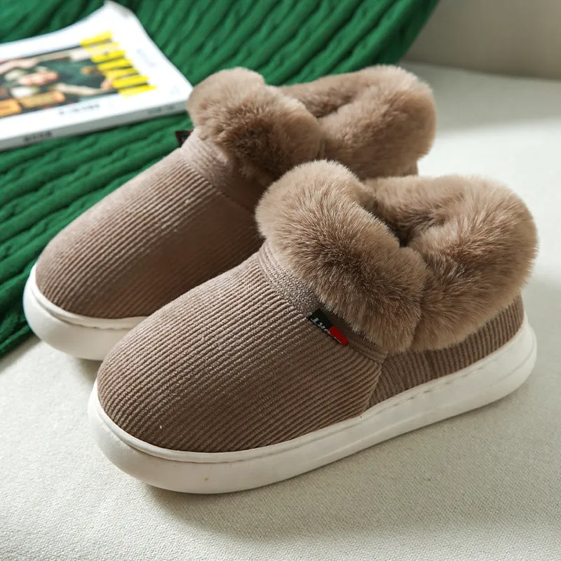 Warm & Cozy Plush Corduroy Slipper Shoes