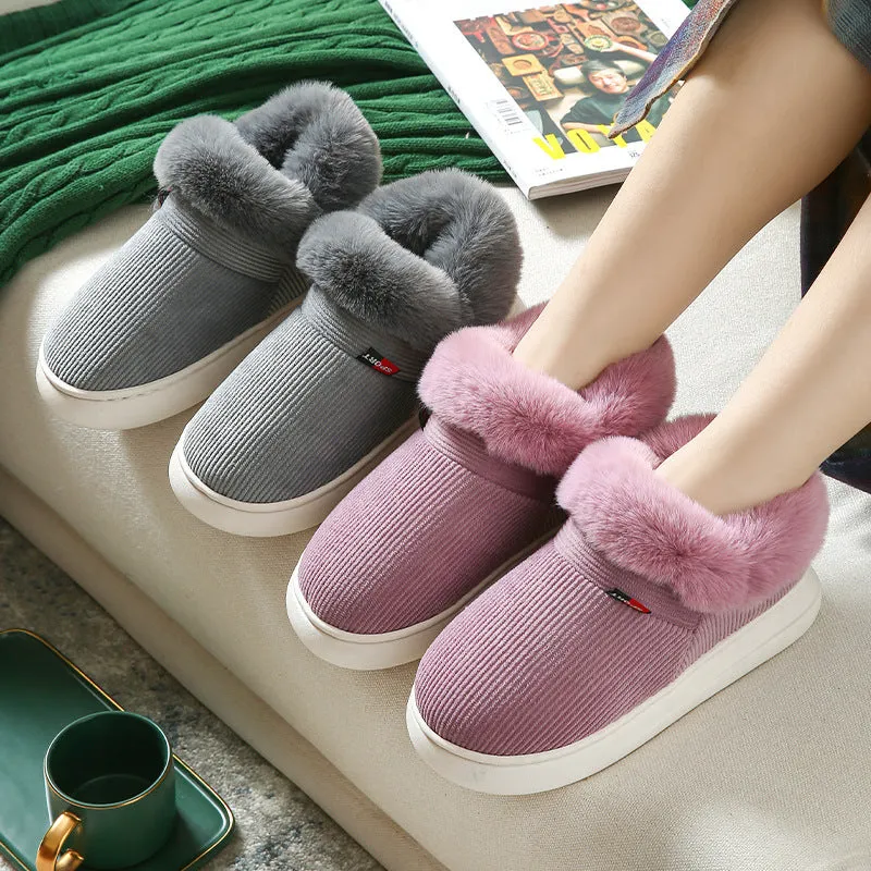 Warm & Cozy Plush Corduroy Slipper Shoes