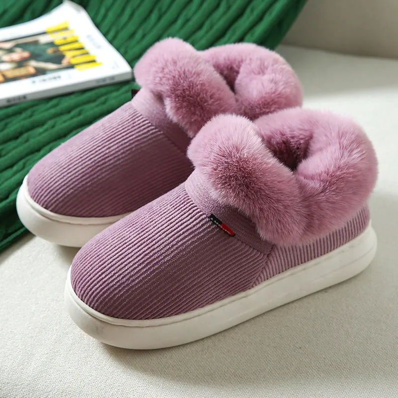 Warm & Cozy Plush Corduroy Slipper Shoes