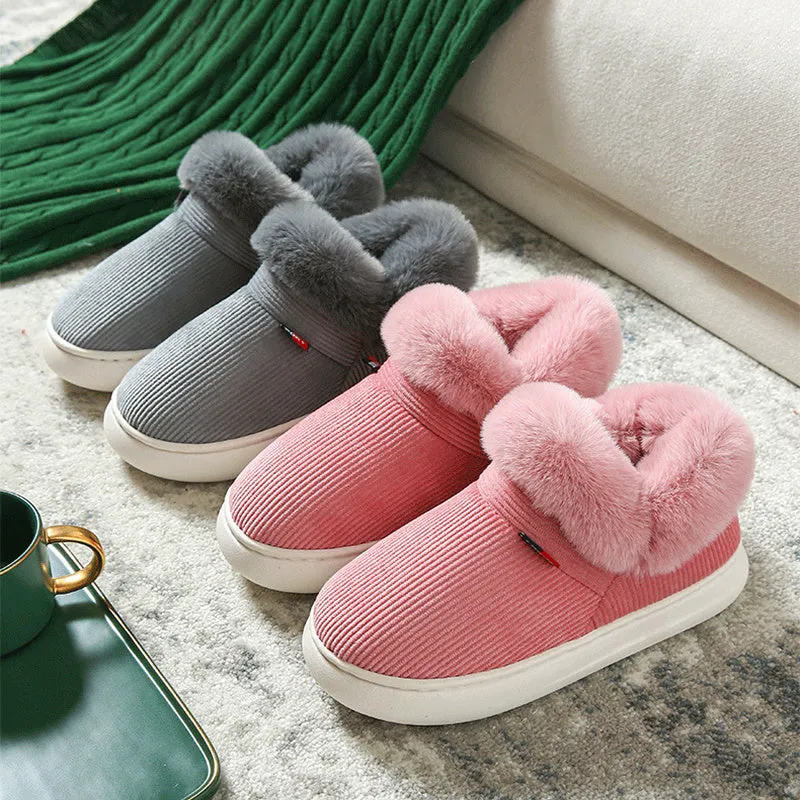 Warm & Cozy Plush Corduroy Slipper Shoes