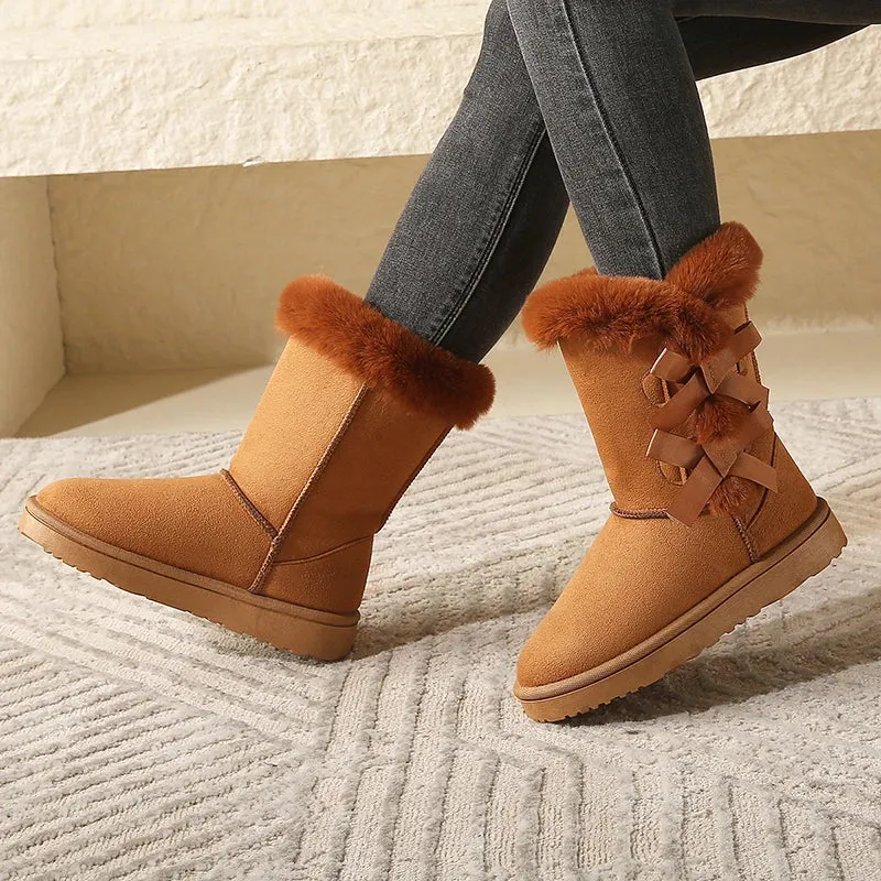 Warm fluffy ladies snow boots fur winter boots