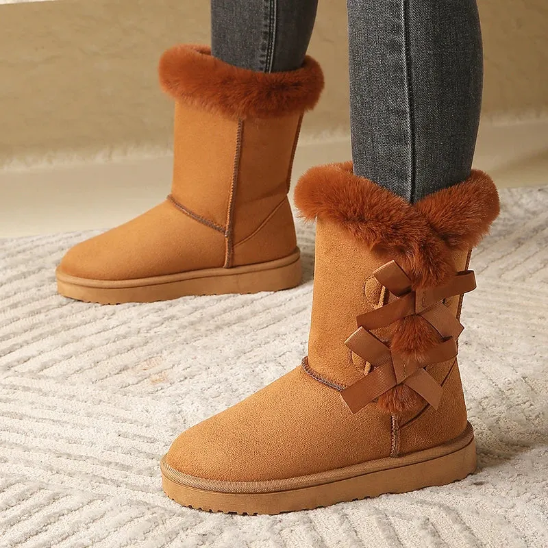 Warm fluffy ladies snow boots fur winter boots