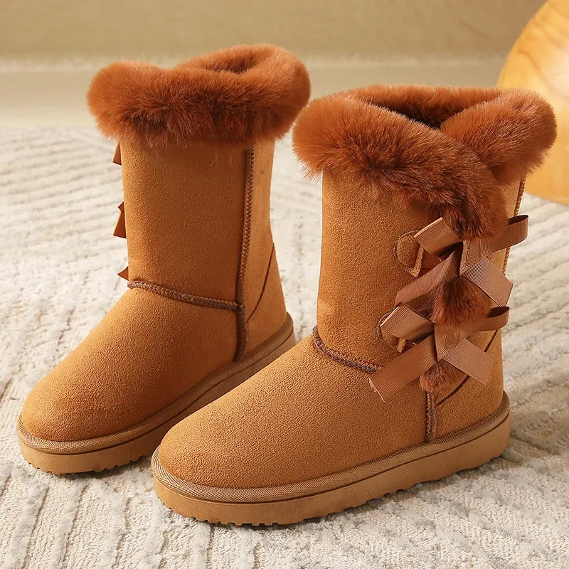 Warm fluffy ladies snow boots fur winter boots