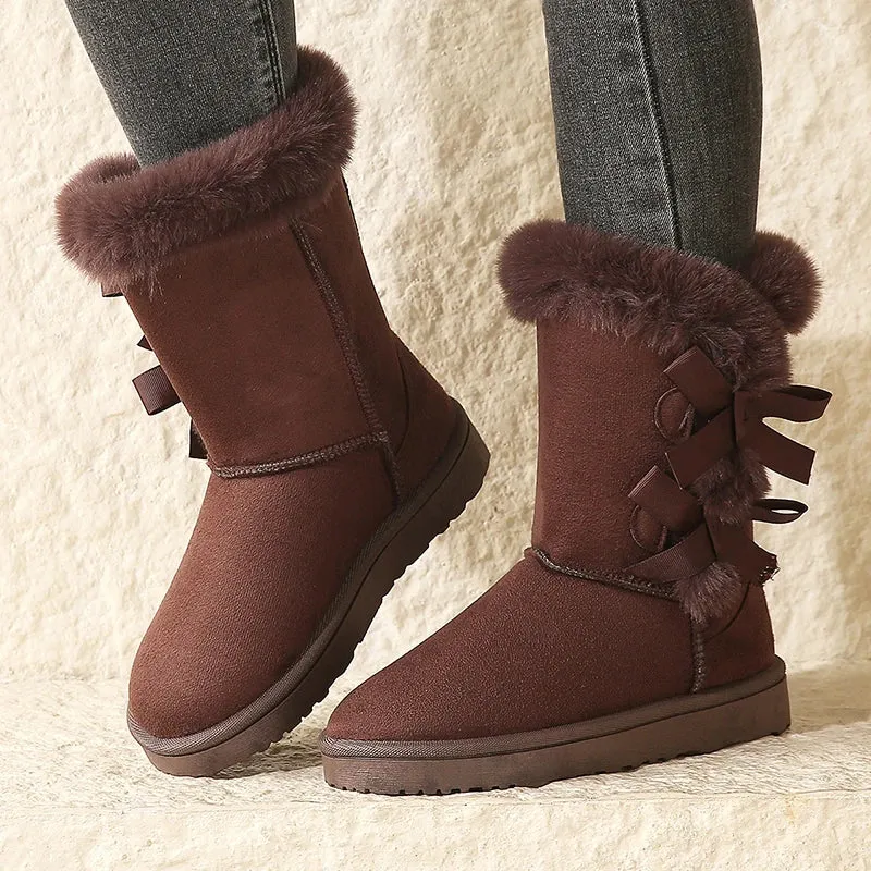 Warm fluffy ladies snow boots fur winter boots