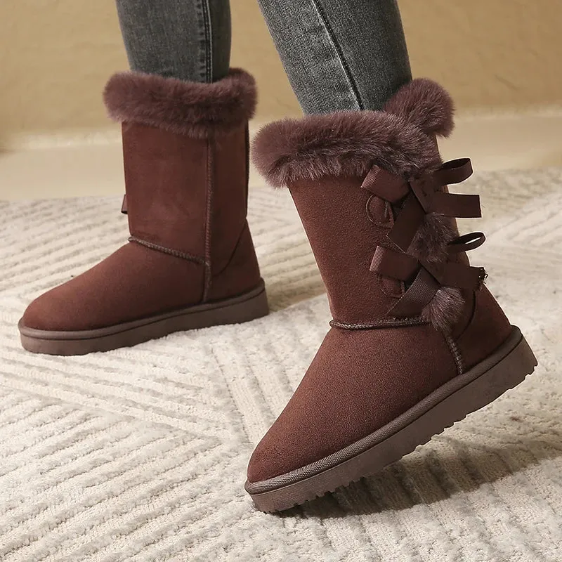 Warm fluffy ladies snow boots fur winter boots