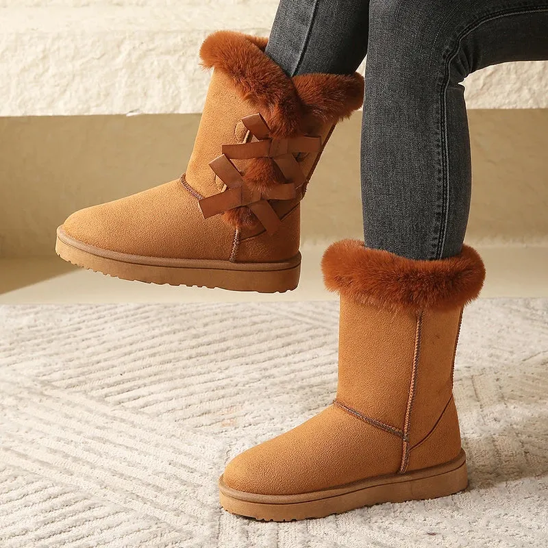 Warm fluffy ladies snow boots fur winter boots