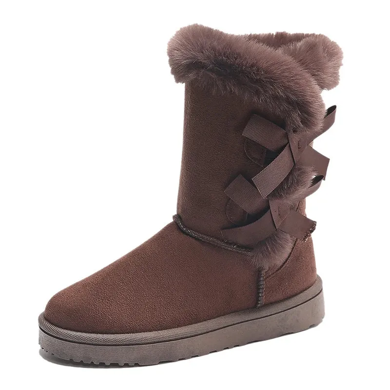 Warm fluffy ladies snow boots fur winter boots