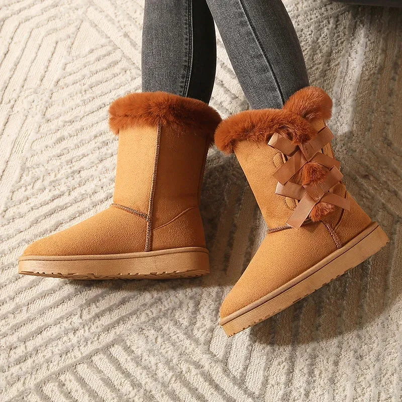 Warm fluffy ladies snow boots fur winter boots