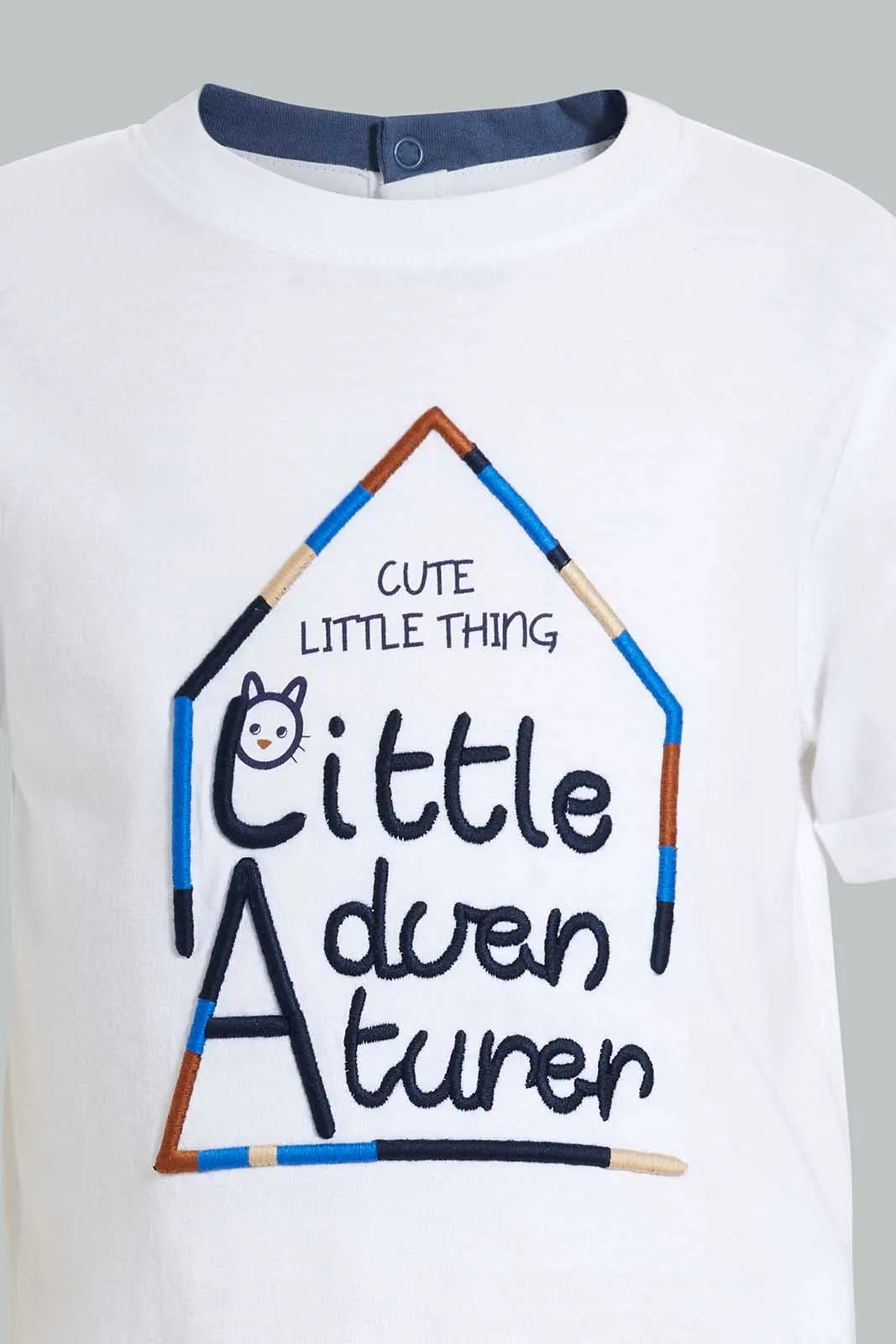 White Little Adventurer T-Shirt For Baby Boys