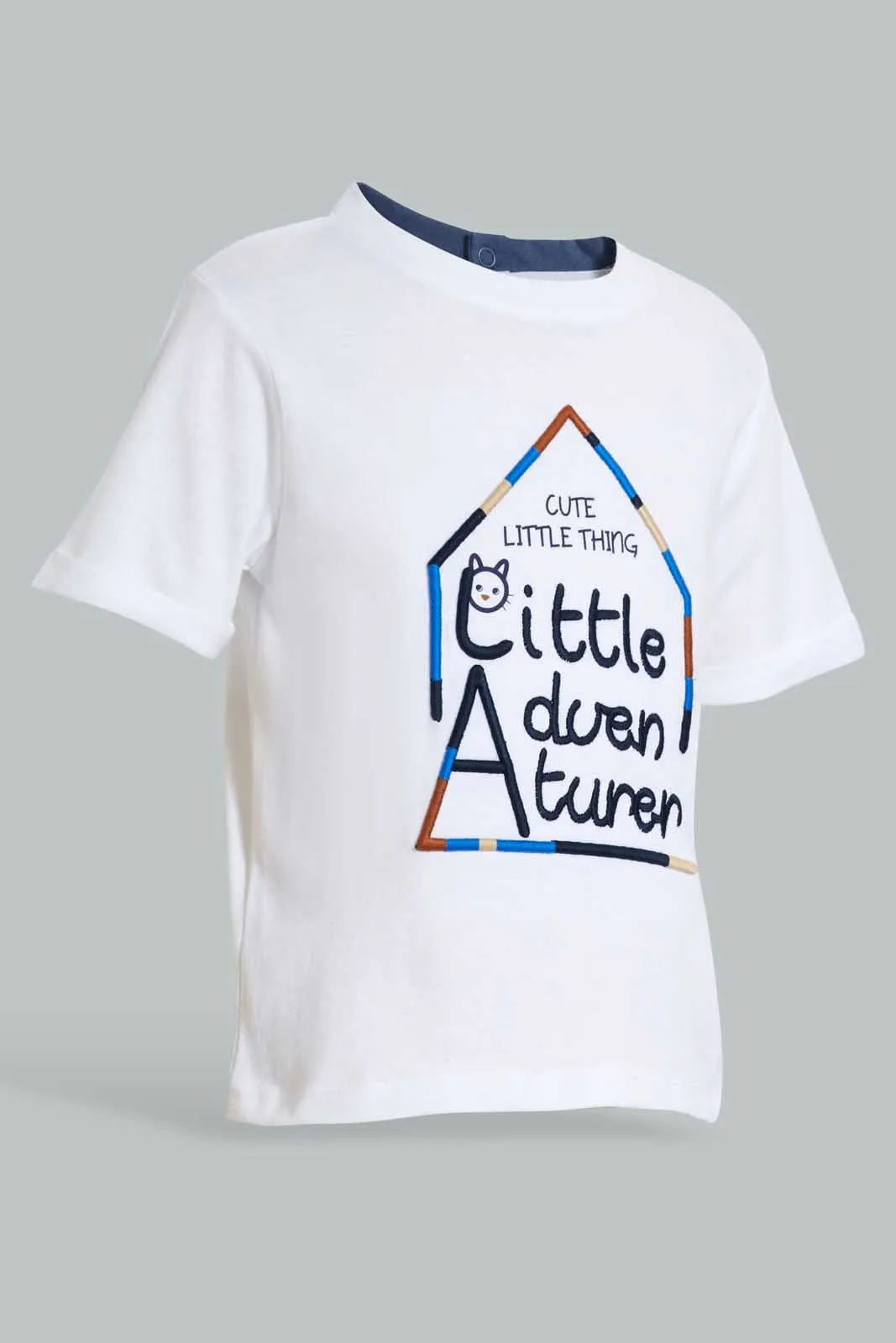 White Little Adventurer T-Shirt For Baby Boys