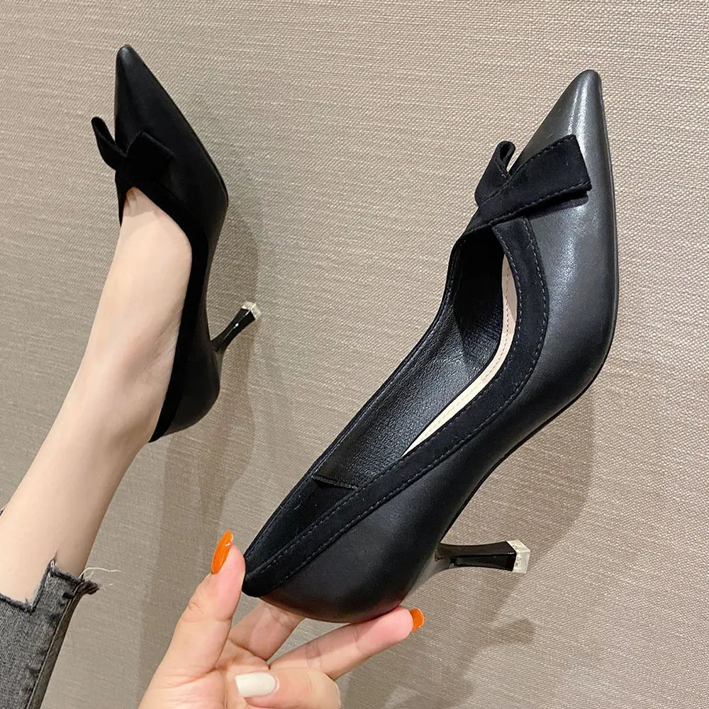 Womens Elegant Pump Pointy Toe Kitten Mid Heels