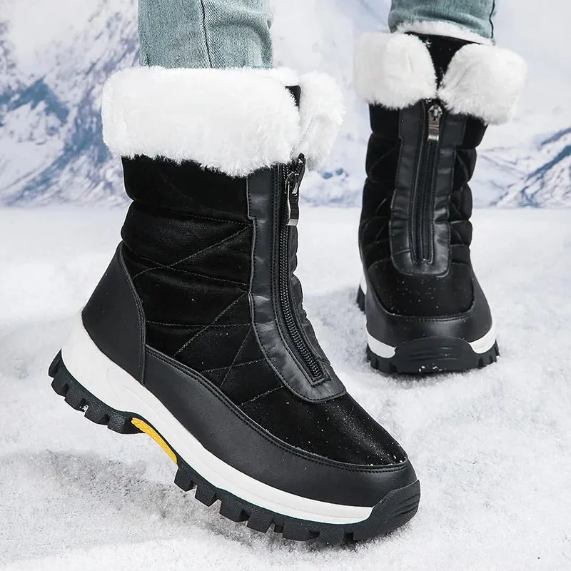 Women’s Winter Zip Boots | Waterproof, Plush, Non-Slip Outdoor Shoes