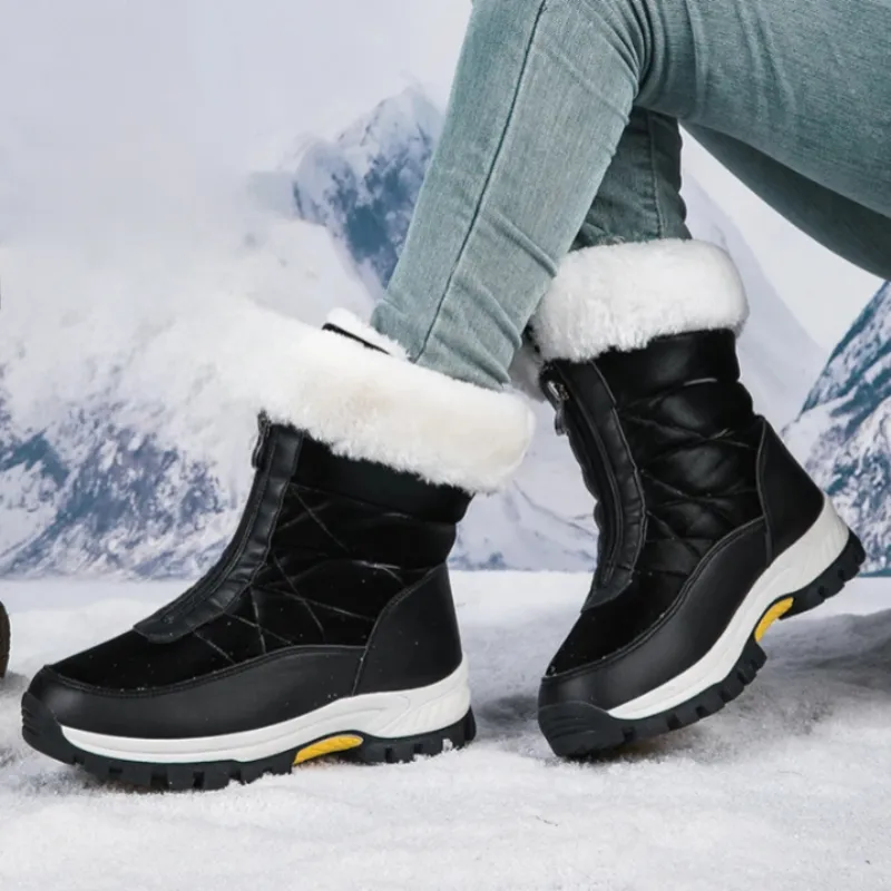 Women’s Winter Zip Boots | Waterproof, Plush, Non-Slip Outdoor Shoes