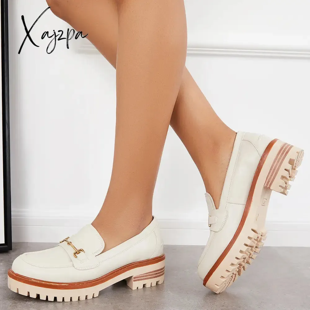 Xajzpa - Women Comfy Round Toe Platform Loafers