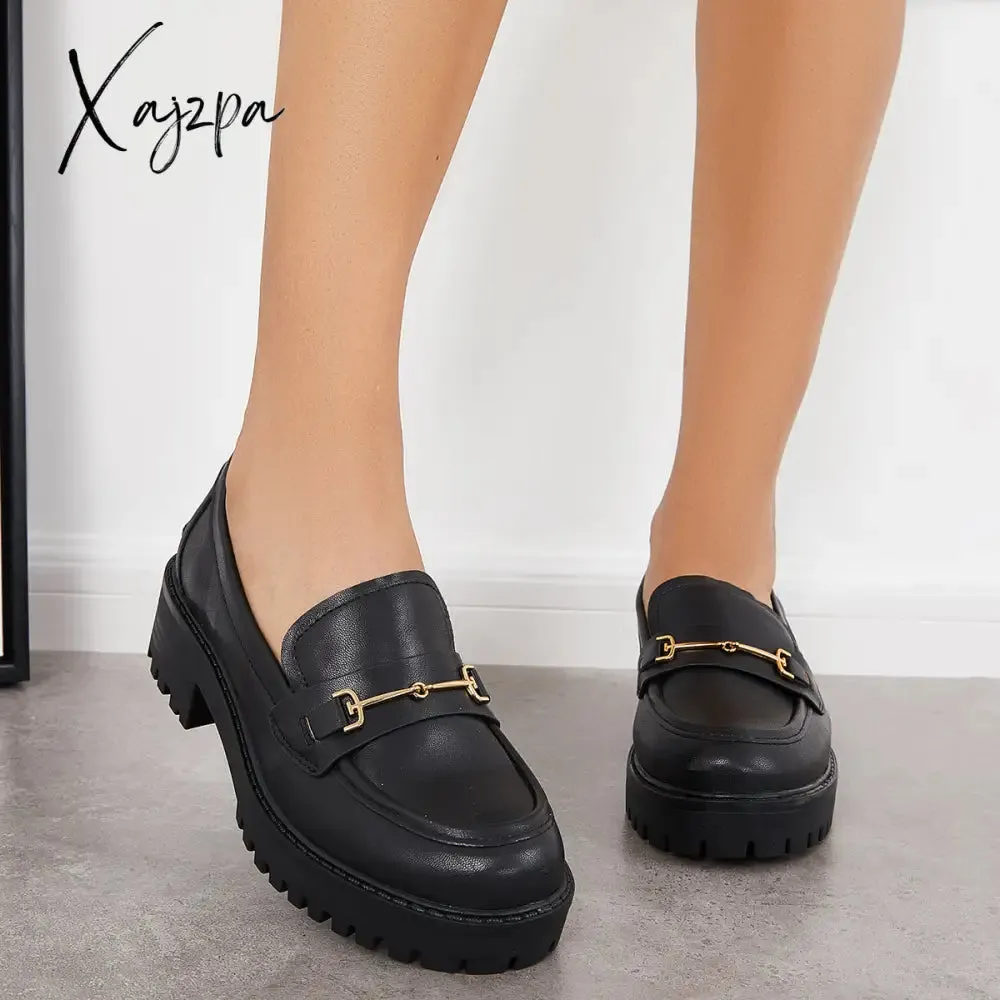 Xajzpa - Women Comfy Round Toe Platform Loafers