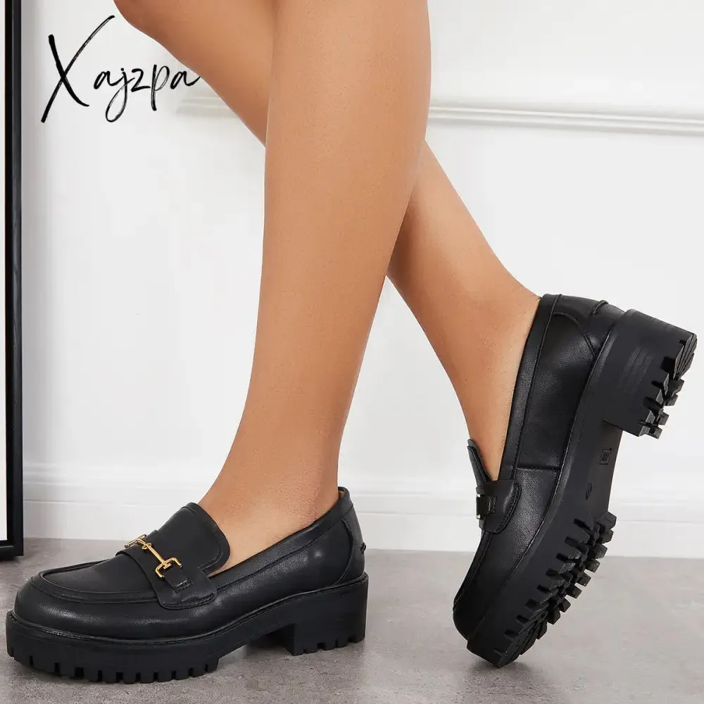 Xajzpa - Women Comfy Round Toe Platform Loafers