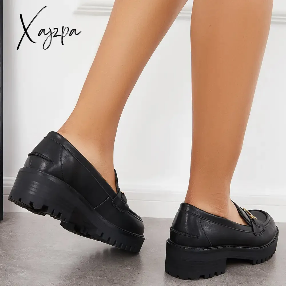 Xajzpa - Women Comfy Round Toe Platform Loafers