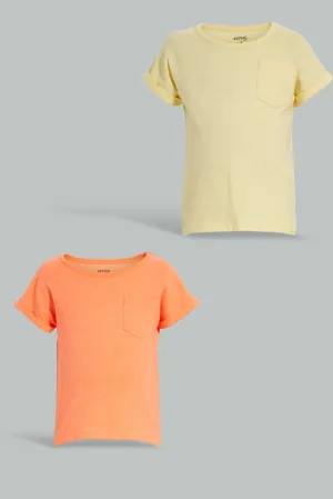 Yellow And Orange Solid T-Shirt For Baby Boys (Pack of 2)